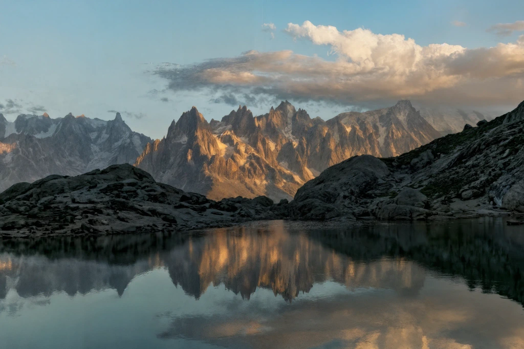 A pixelated image of an orange and white cat lying down, looking to the side, with blurred greenery in the background