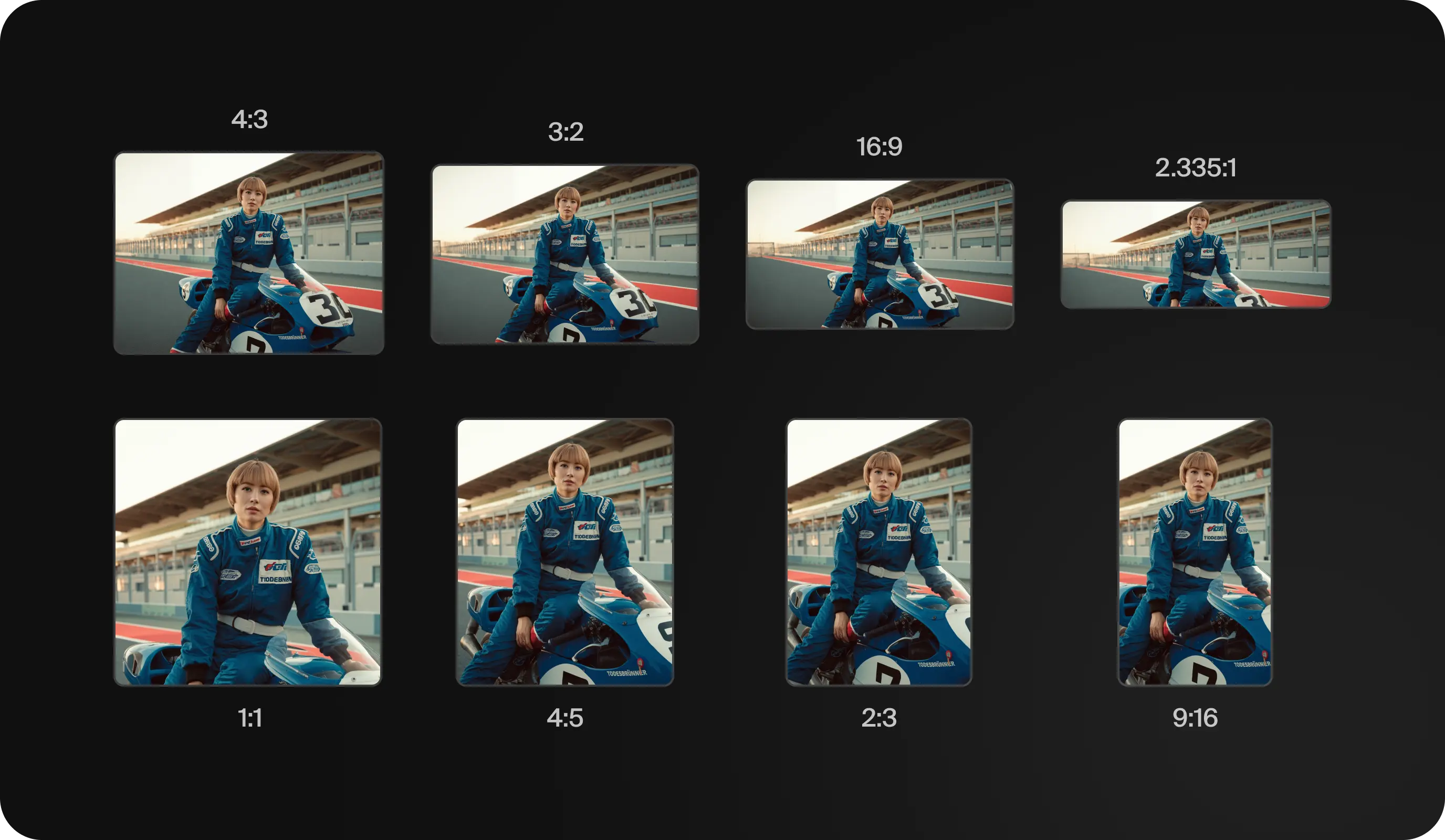 UI for generating AI images with different aspect ratios in Krea